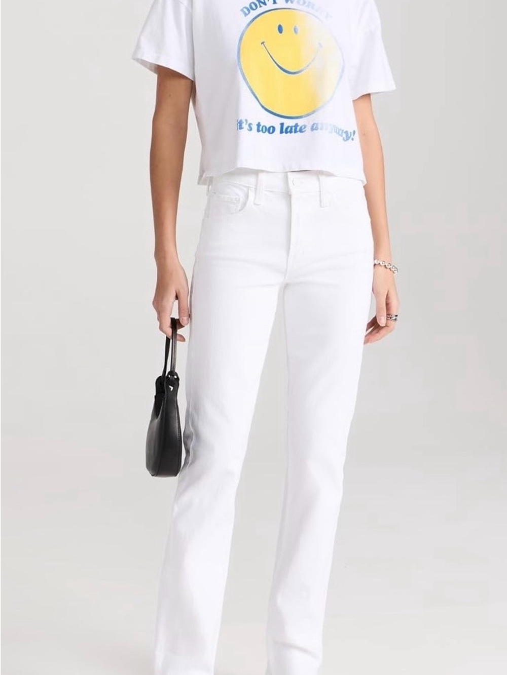 NWT MOTHER The Smarty Pants Skimp Jeans- Straight-Leg High-Rise White Jeans sz26